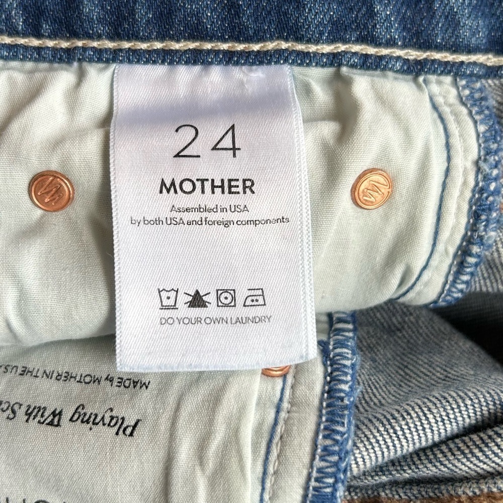 MOTHER Superior Blue The Tomcat Playing With Scissors Ankle Straight Jeans Sz 24 - Picture 12 of 16